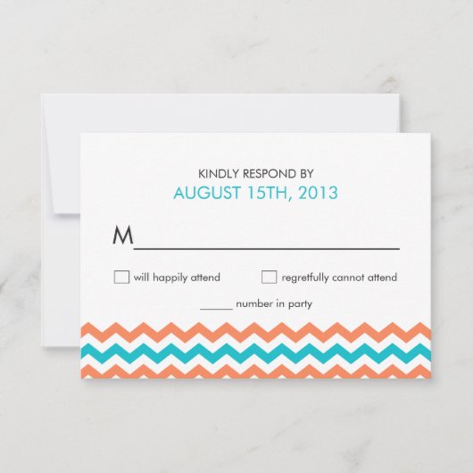 Mariage moderne Chevron Zigzag Cartes RSVP (Devant)