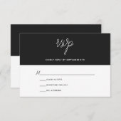 Mariage moderne chic noir et blanc RSVP (Devant / Derrière)