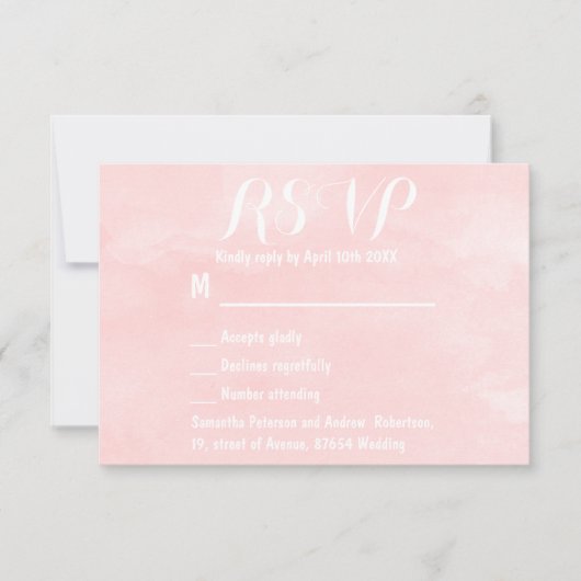 Mariage moderne couleur rose vif RSVP (Devant)