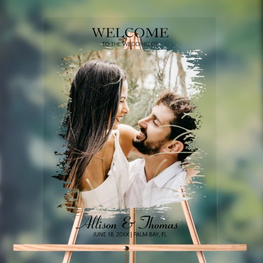 Mariage moderne Couple Photo Welcome Clear (Neutre)