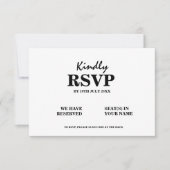 Mariage Moderne Élégant Code QR Noir & Blanc RSVP (Devant)