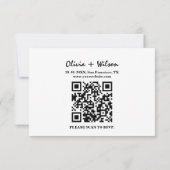 Mariage Moderne Élégant Code QR Noir & Blanc RSVP (Dos)