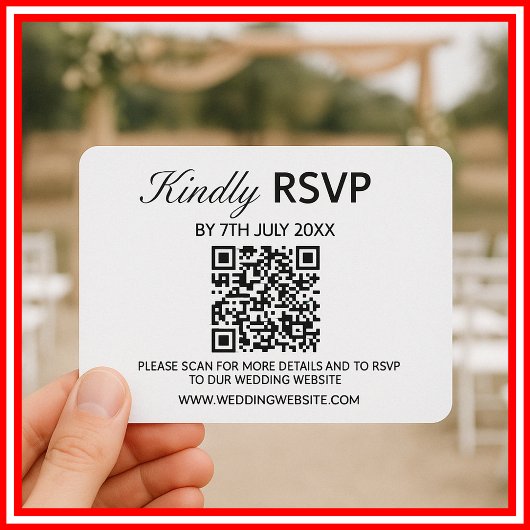 Mariage Moderne Élégant Code QR Noir & Blanc RSVP