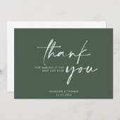 Mariage moderne élégant Sage Green Carte de remerc (Devant / Derrière)