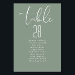 Mariage moderne élégant Sage Green Carte de siège<br><div class="desc">Design élégant moderne Sage Vert Neutre Blanc Mariage Tableau de siège Numéro de table - moderne et impressionnant - partie d'une collection</div>