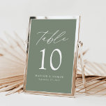 Mariage moderne élégant Sage Vert Numéros de table<br><div class="desc">Cartes de numéro de table mariage tendance et minimaliste avec lettrage moderne blanc avec "Table" dans script de calligraphie moderne. Le design se compose d'un arrière - plan vert sage ou d'une couleur de votre choix. Le dessin se répète à l'arrière. Pour commander les cartes de table verte sage :...</div>