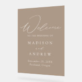 Mariage moderne élégant Script Taupe Accueil (Angle)