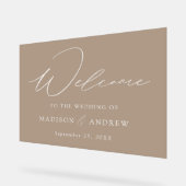 Mariage moderne élégant Script Taupe Accueil (Angle)