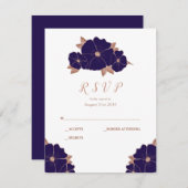 Mariage moderne en cuivre et bleu foncé RSVP (Devant / Derrière)