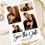 Mariage moderne Enregistrer La Date 4 Collage Phot<br><div class="desc">Mariage moderne Enregistrer La Date 4 Photo Collage Carte Postale</div>
