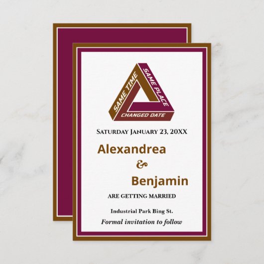 Mariage Moderne Enregistrer La Date Nouvelle Carte (Devant / Derrière)