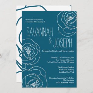 Mariage moderne et Turquoise noir, invitations au