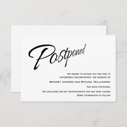 Mariage moderne Faire-part reportée (Devant / Derrière)