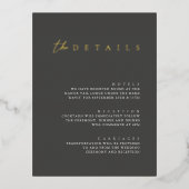 Mariage moderne Foil noir Détails Carte boîtier (Recto)