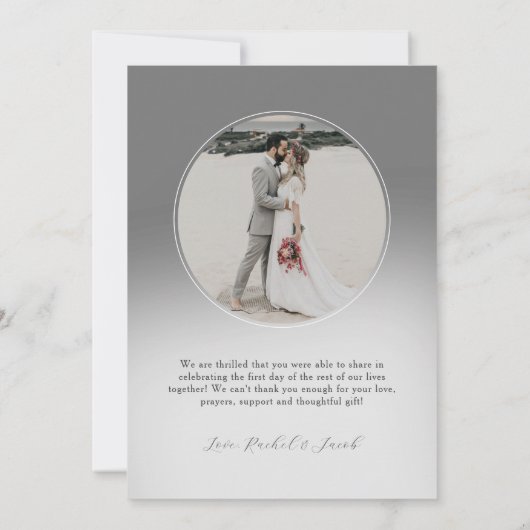 Mariage moderne Gris Script 2 Photo Merci (Dos)