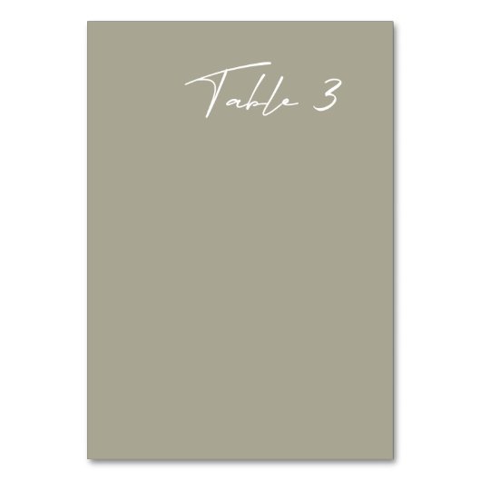 Mariage moderne gris simple Numéro de table (Dos)