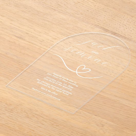 Mariage moderne | Invitations d'arc | Blanc minima (Poser)