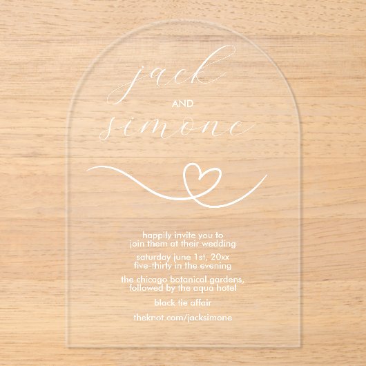 Mariage moderne | Invitations d'arc | Blanc minima (Recto)