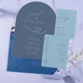 Mariage moderne | Invitations d'arc | Bleu Foncé