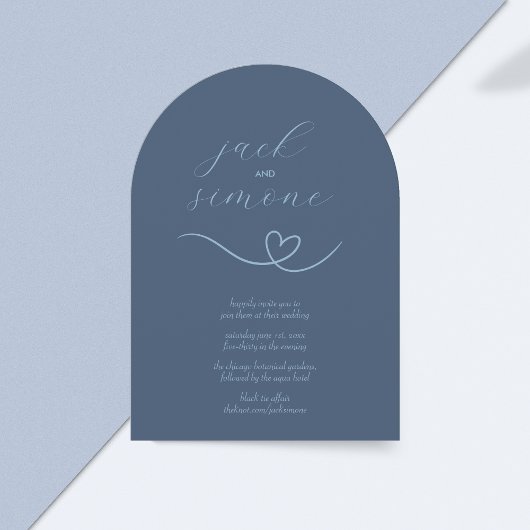 Mariage moderne | Invitations d'arc | Bleu Foncé