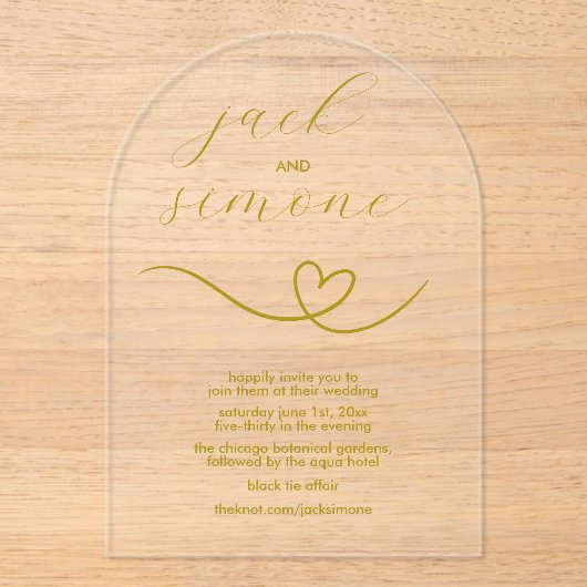 Mariage moderne | Invitations d'arc | Jaune foncé (Recto)