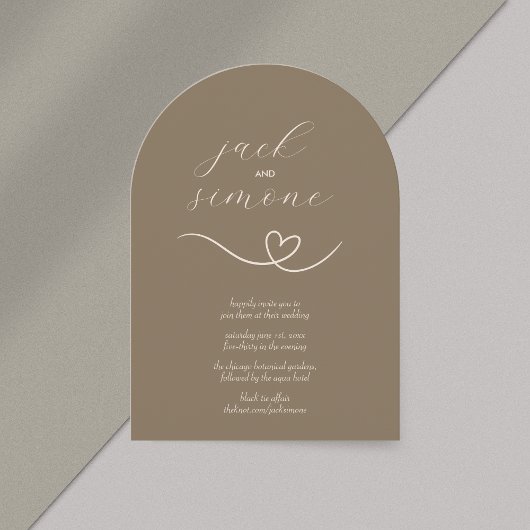Mariage moderne | Invitations d'arc | Neutre foncé