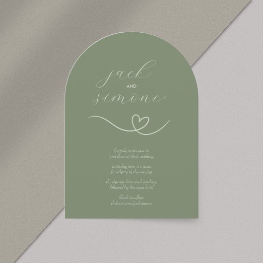 Mariage moderne | Invitations d'arc | Sage foncé