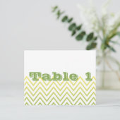 Mariage moderne Jaune Vert Chevron Numéro de table (Debout devant)