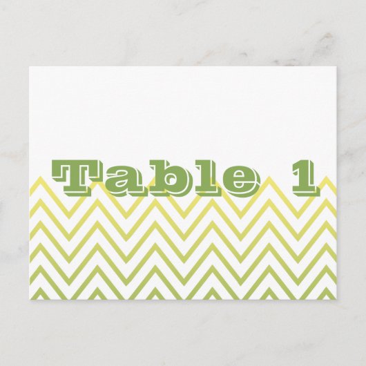 Mariage moderne Jaune Vert Chevron Numéro de table (Devant)