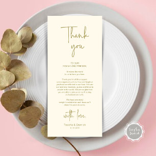 Mariage moderne Lieu Cadre Dîner Carte de remercie