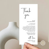 Mariage moderne Lieu Cadre Dîner Carte de remercie