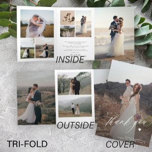 Mariage moderne merci multi photo collage carte