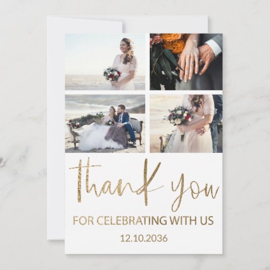 Mariage Moderne Merci Or & Blanc (Devant)