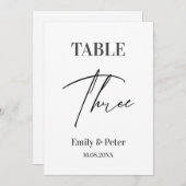 Mariage moderne minimaliste Carte numéro trois tab (Devant / Derrière)