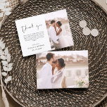 Mariage Moderne Minimaliste Merci Cartes<br><div class="desc">Cartes de remerciements du Mariage Budget qui ont une photo à l'avant et à l'arrière. Les cartes de remerciement contiennent une typographie de script moderne,  lettrée à la main,  qui sont élégantes,  simples et modernes à utiliser après la célébration du mariage.</div>