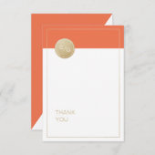 Mariage moderne minimaliste orange merci (Devant / Derrière)