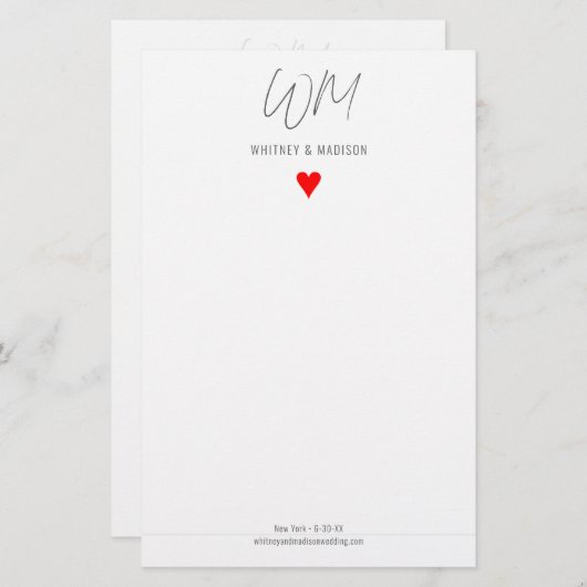 Mariage, Moderne, Minimaliste, Papeterie (Devant / Derrière)