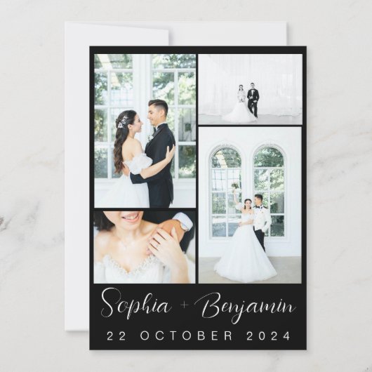 mariage moderne modifiable Inviter carte photo Col (Dos)