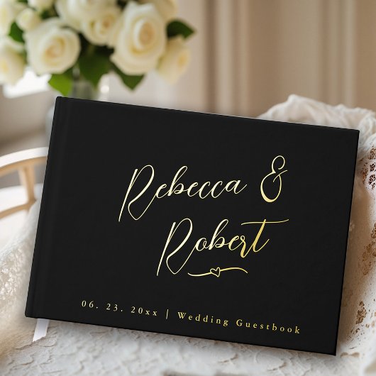 Mariage Moderne Monogramme Noir Or