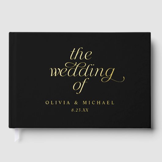 Mariage Moderne Noir avec Feuille d'Or (Recto)