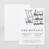 Mariage moderne noir blanc Détails Carte d'invitat (Devant / Derrière)