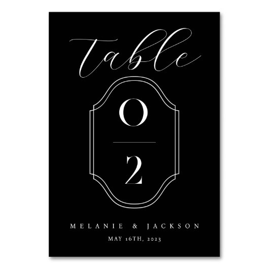 Mariage moderne noir et blanc Numéro de table Cres (Dos)