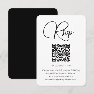 Mariage moderne noir et blanc RSVP avec QR Code