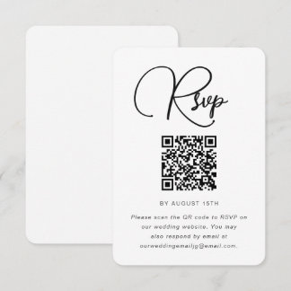 Mariage moderne noir et blanc RSVP avec QR Code