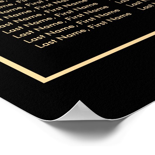 Mariage moderne Noir Or Blanc Tableau de siège 12 (Coin)