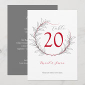 Mariage moderne Numéro de table et menu (gris) (Devant / Derrière)