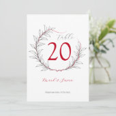 Mariage moderne Numéro de table et menu (rouge) (Debout devant)