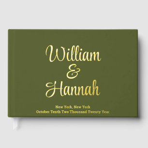 Mariage moderne Olive Green avec Gold Hardcover