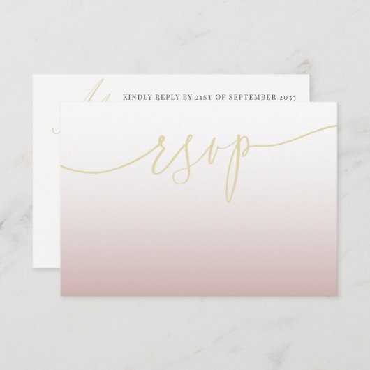 Mariage moderne or et rose Rsvp (Devant / Derrière)
