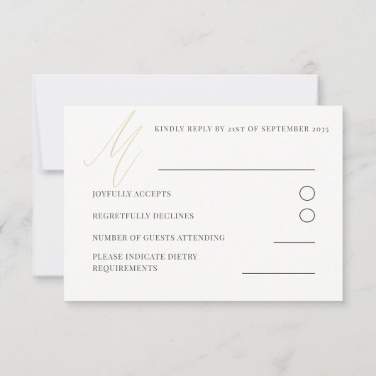 Mariage moderne or et rose Rsvp (Dos)